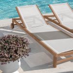 Sand sunbed in teak and Ethitex – view 3